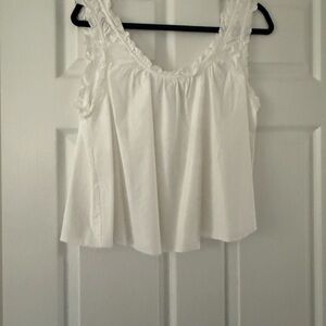 Reformation White Ruffled Tank Top